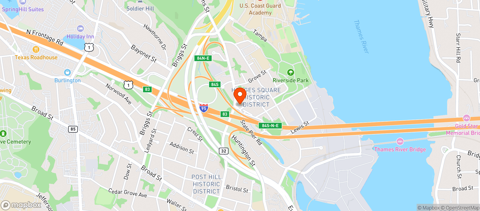 Map showing Hodges Square Wine & Spirit