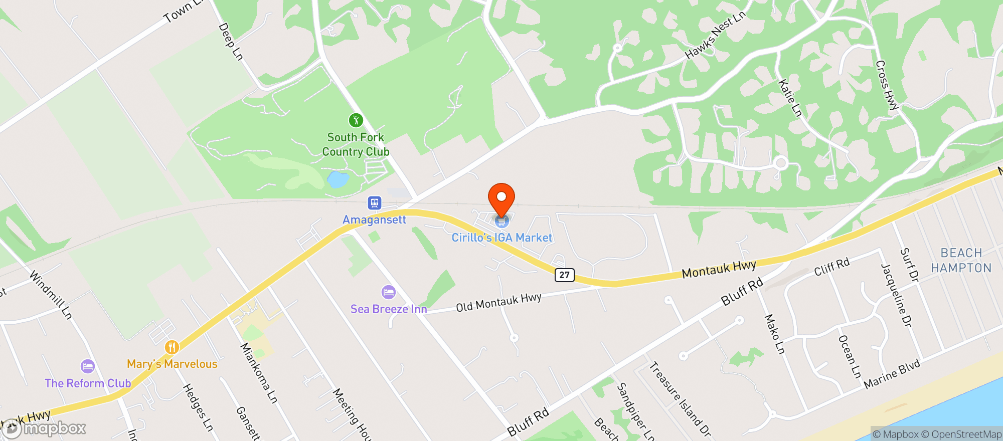 Map showing Amagansett IGA