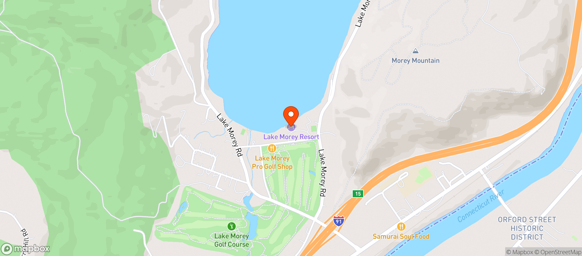 Map showing LAKE MOREY RESORT