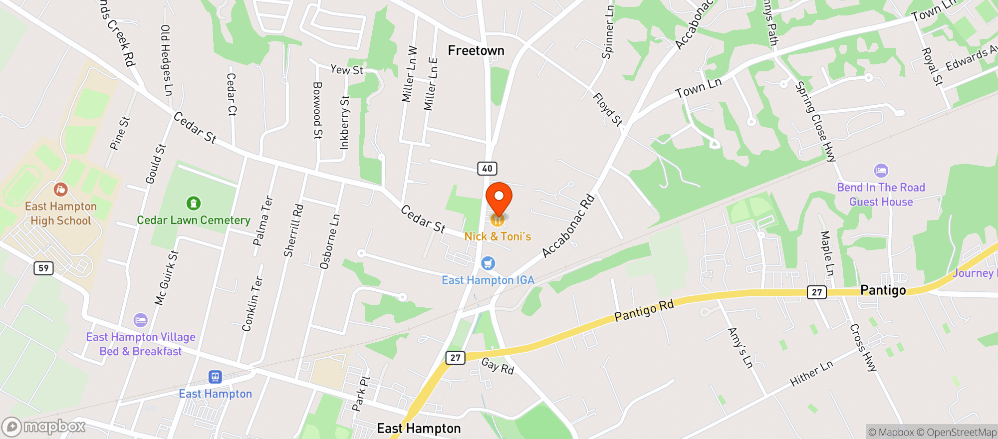 Map showing Nick & Toni's