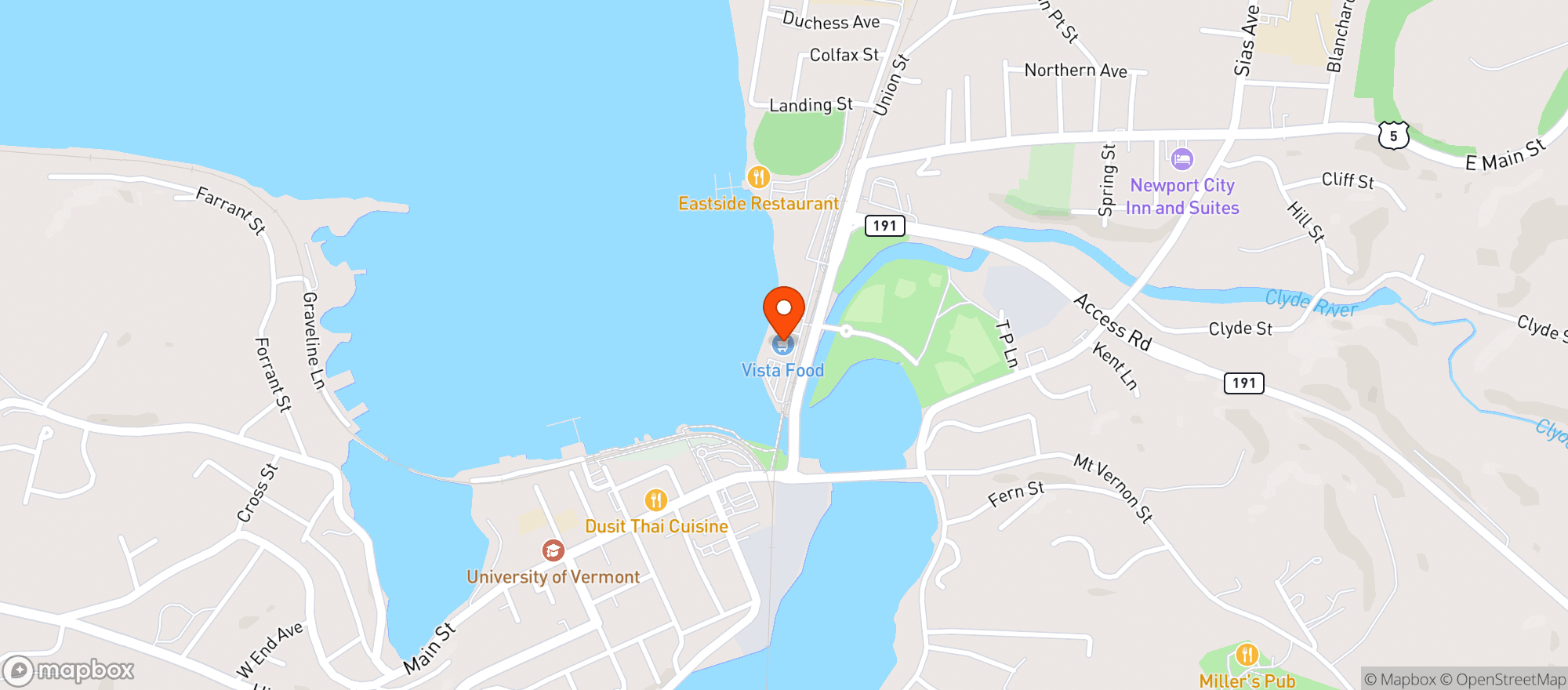 Map showing Vista Foods - 10801 - Newport