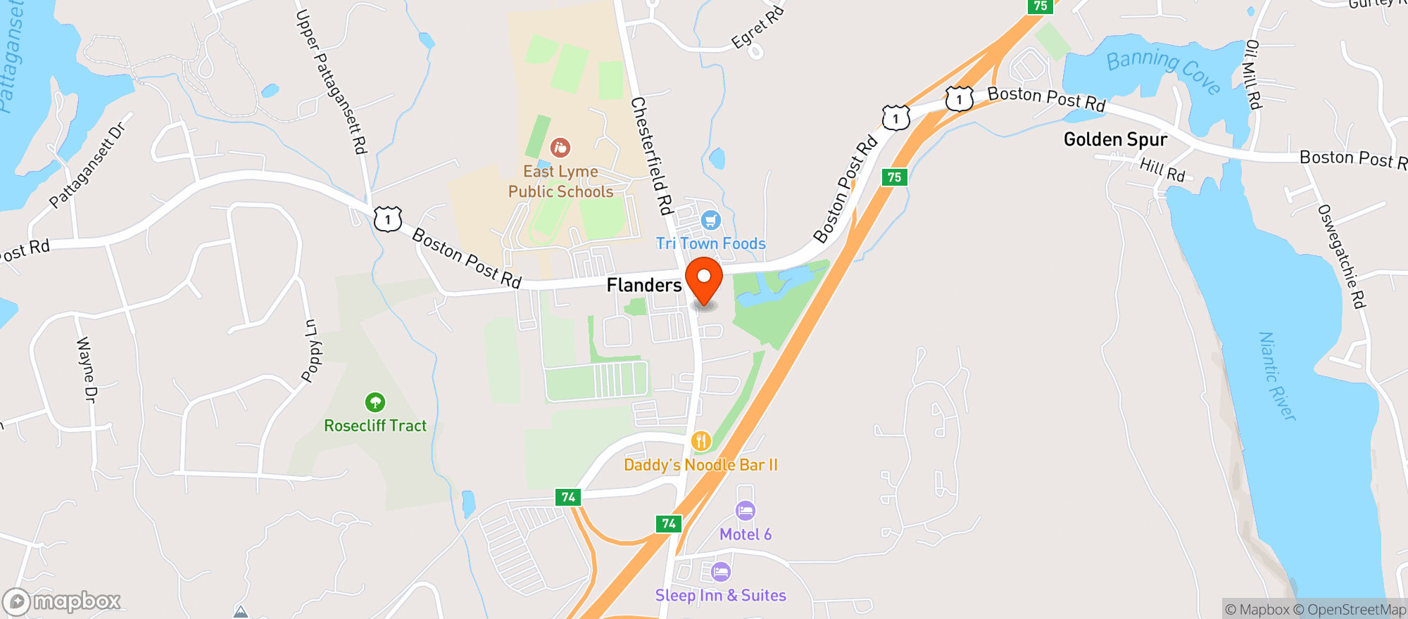 Map showing Max's Package Store