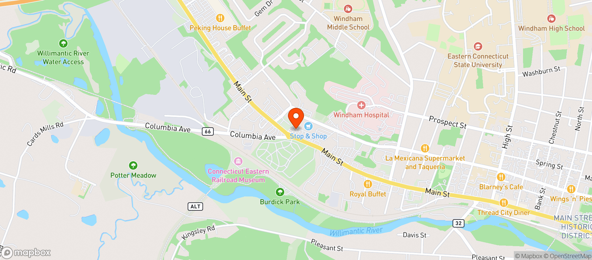 Map showing STOP & SHOP (1391 MAIN ST)