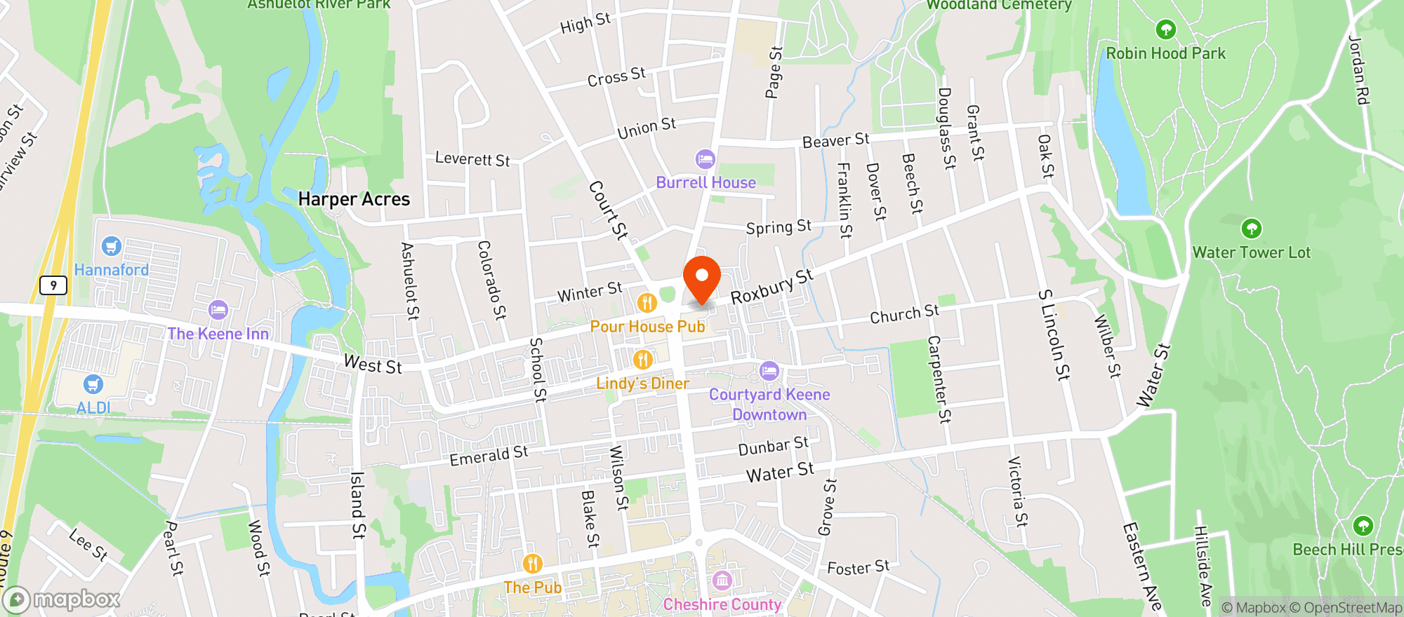 Map showing 21 Roxbury Bar & Grill