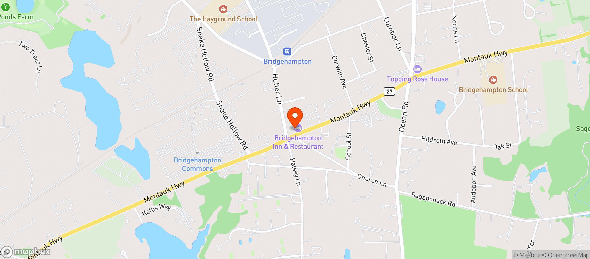 Map showing Bridgehampton Inn