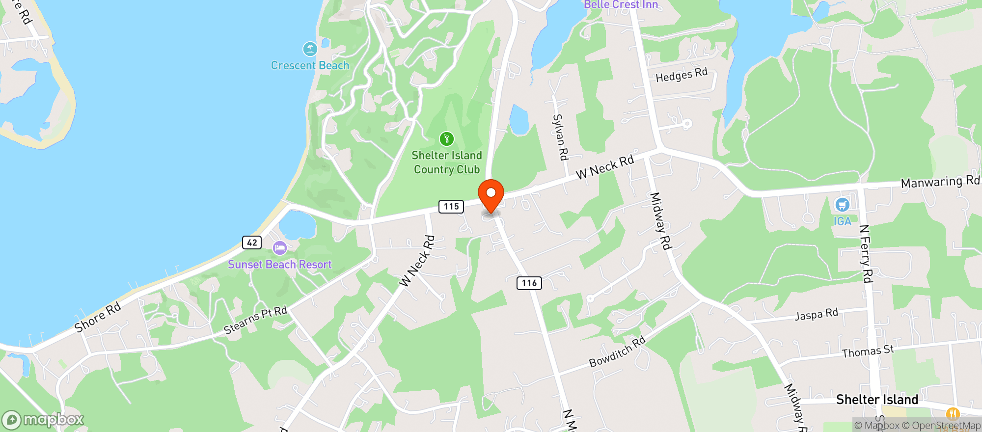 Map showing 75 N Menantic Rd