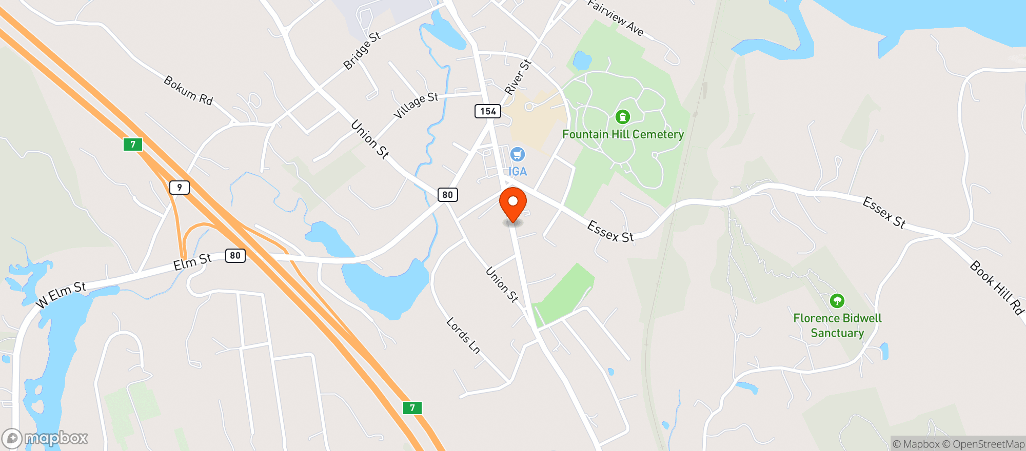 Map showing Shore Discount Liquors