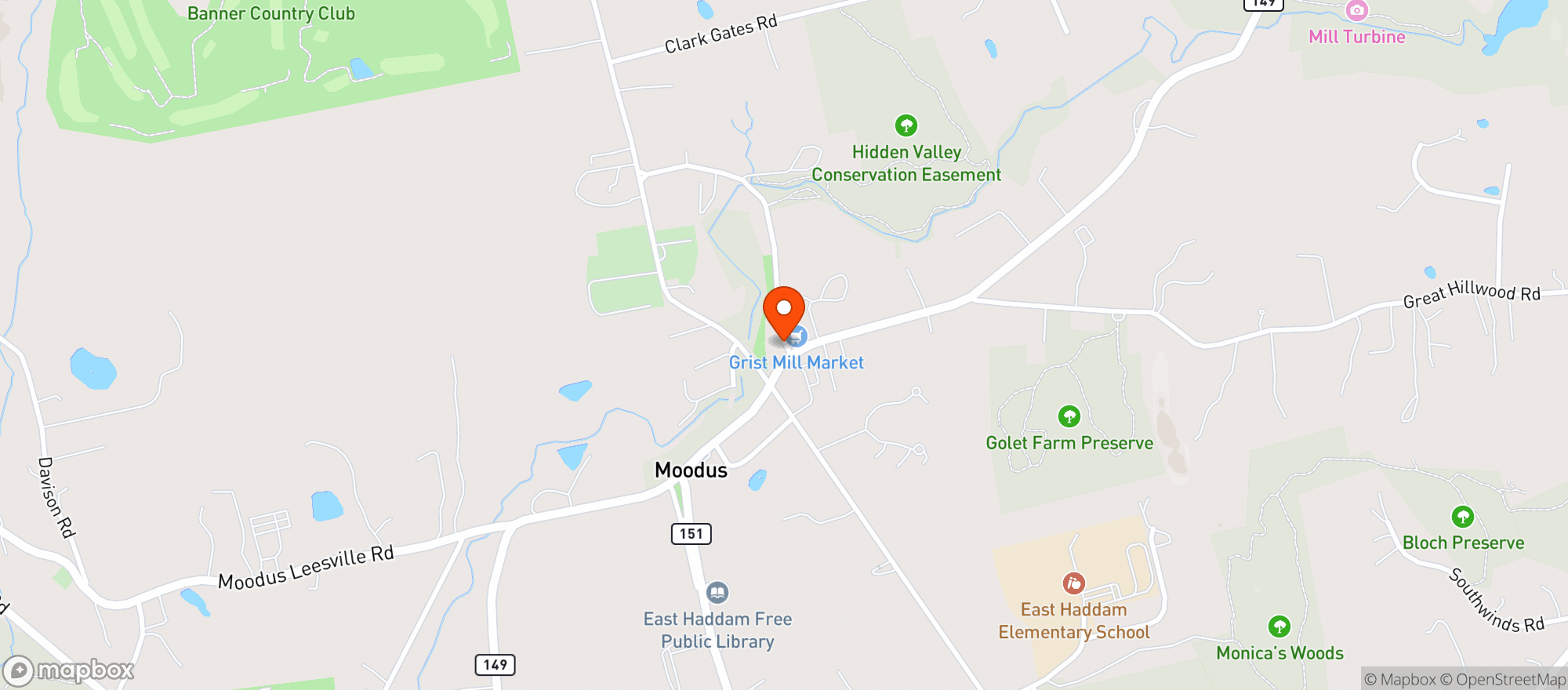 Map showing Moodus Package