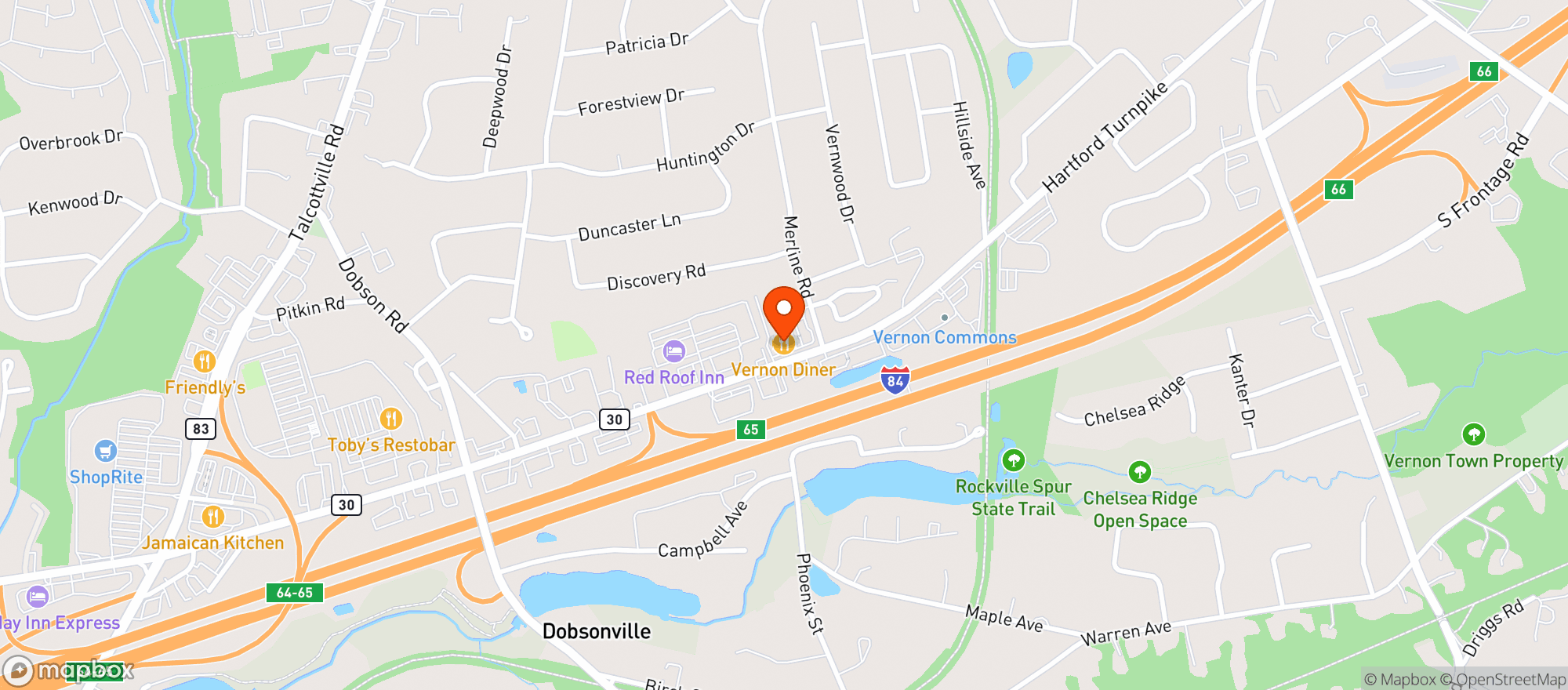 Map showing Vernon Diner