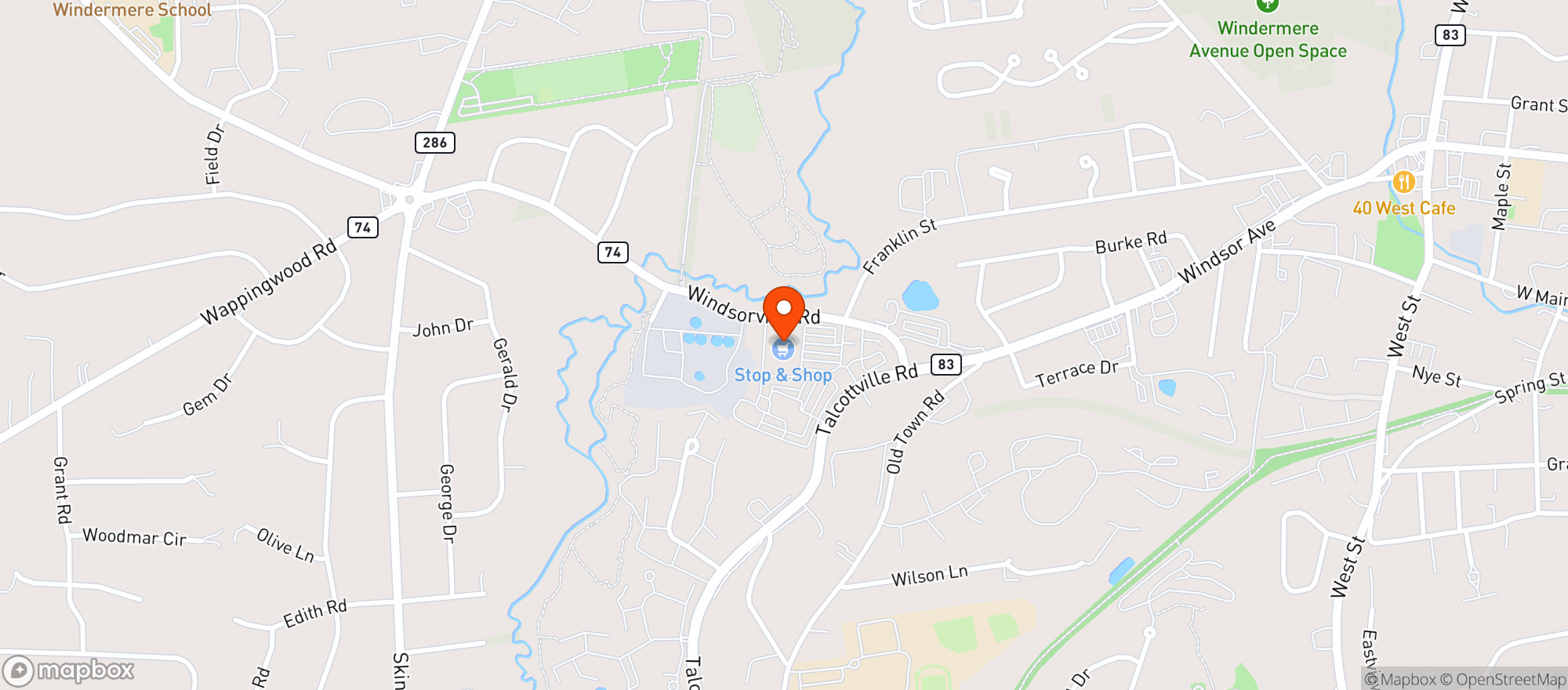 Map showing Stop & Shop - 2614 - Vernon
