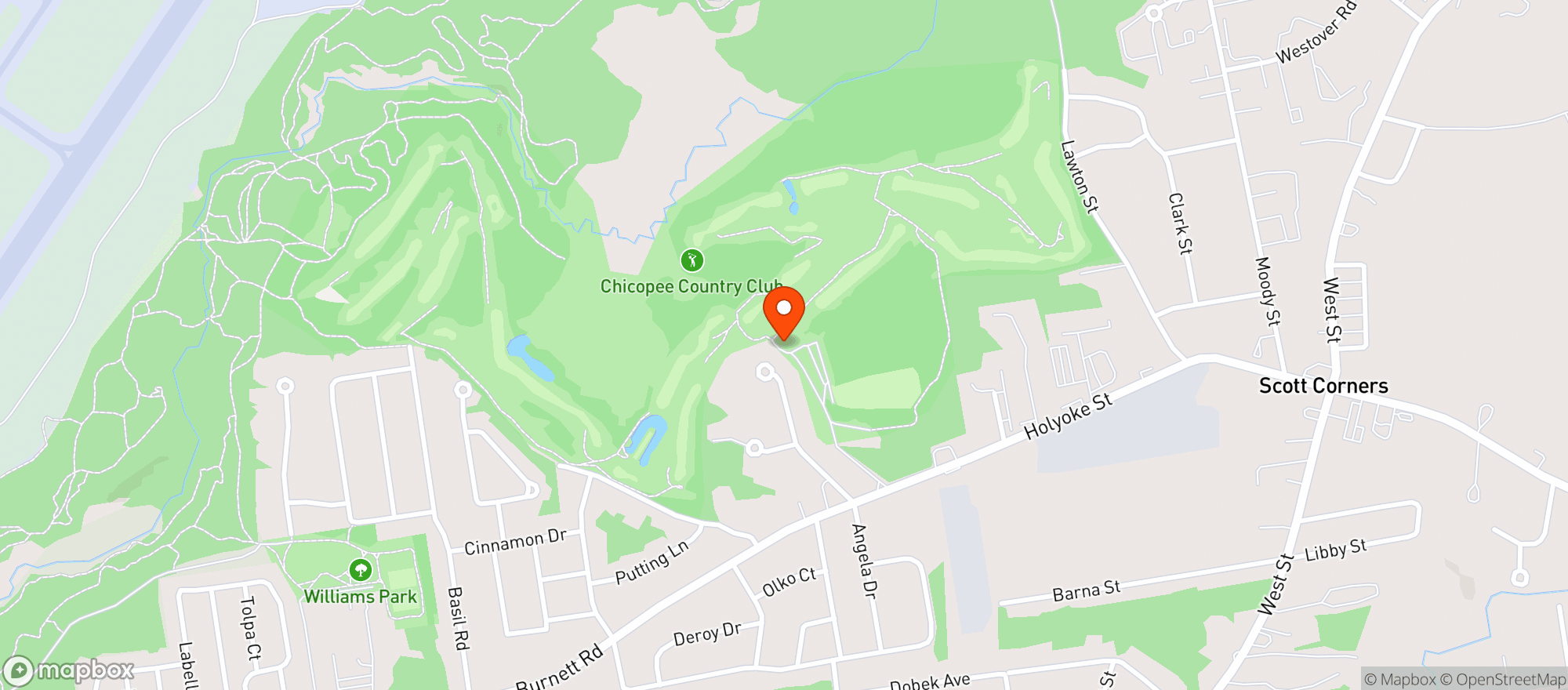 Map showing Chicopee Country Club