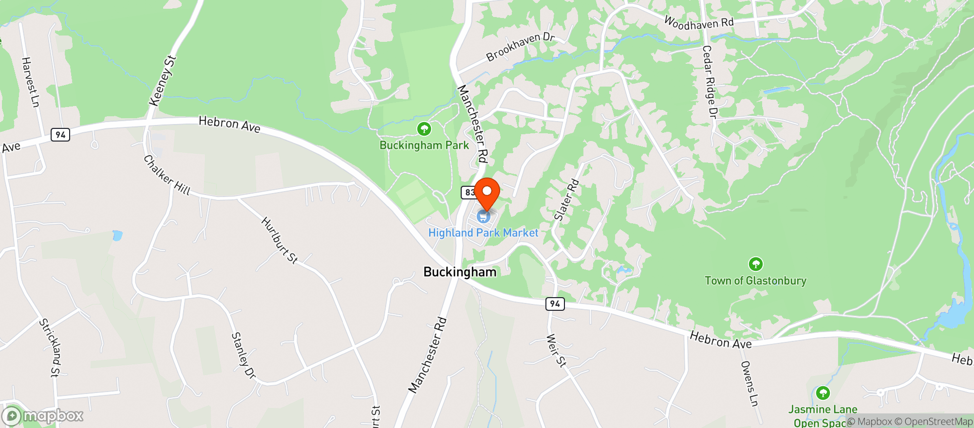 Map showing Birch Hill Tavern