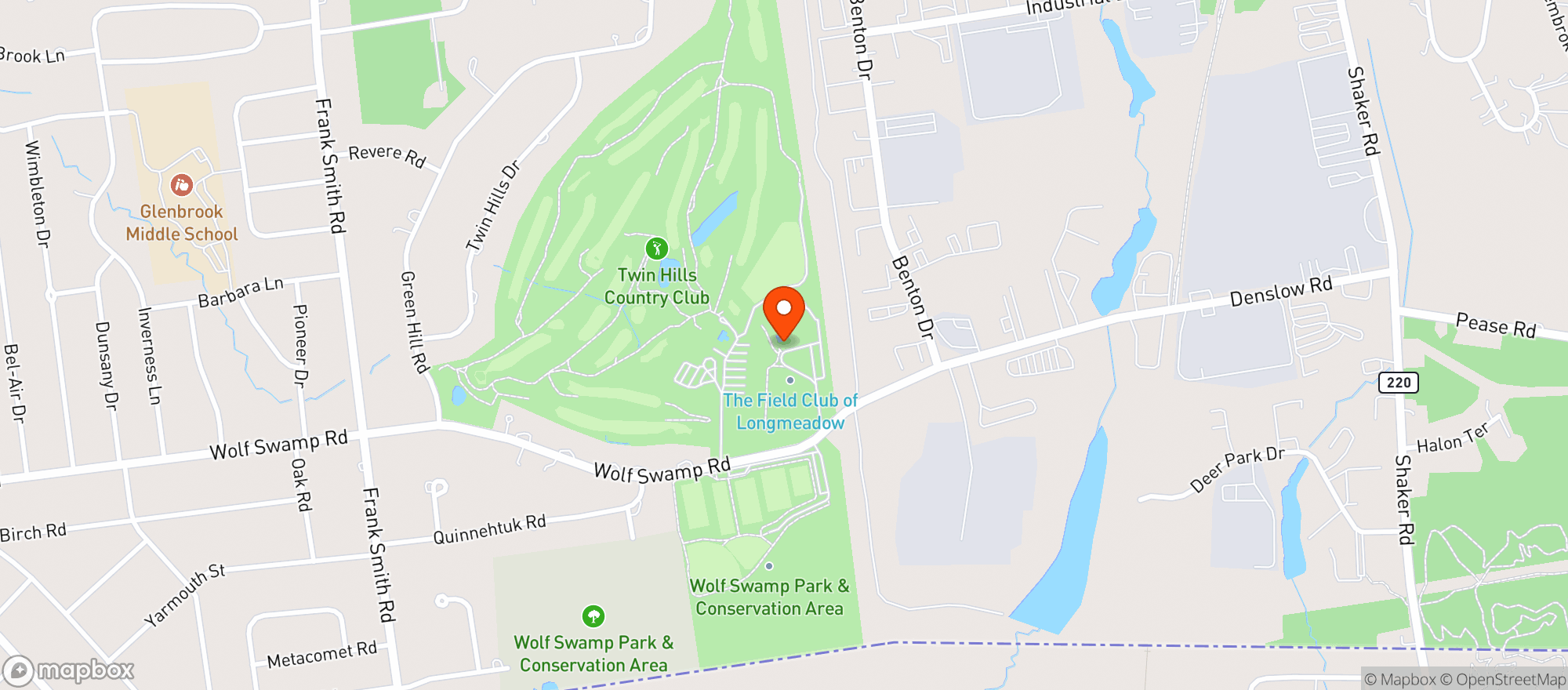 Map showing Field Club Of Longmeadow - Pool