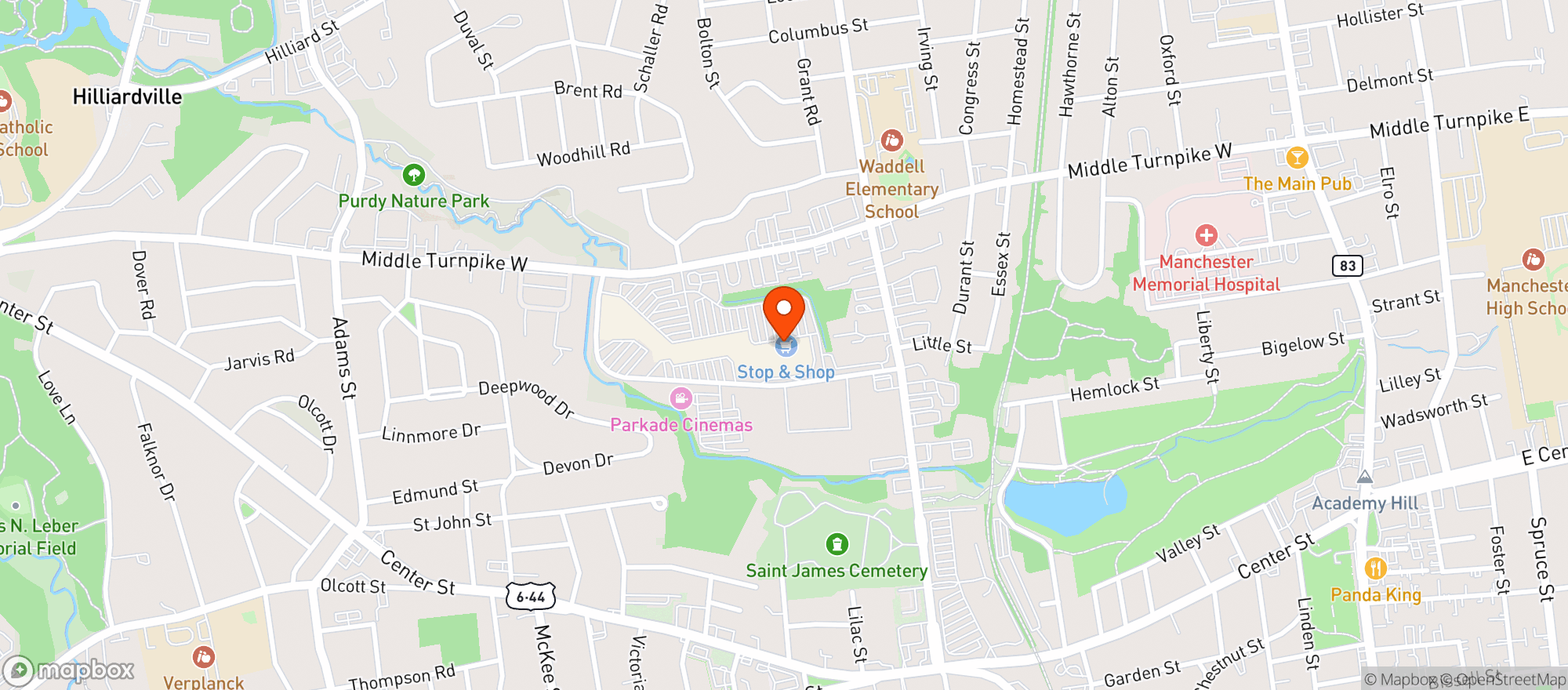 Map showing Stop & Shop - 0689 - Manchester