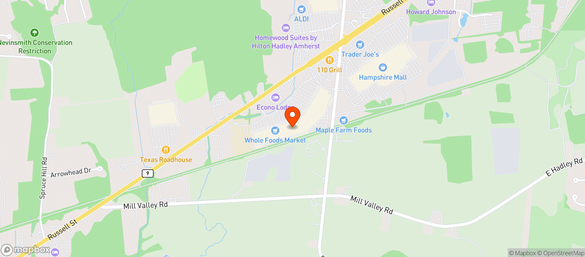 Map showing Whole Foods Market - Hadley