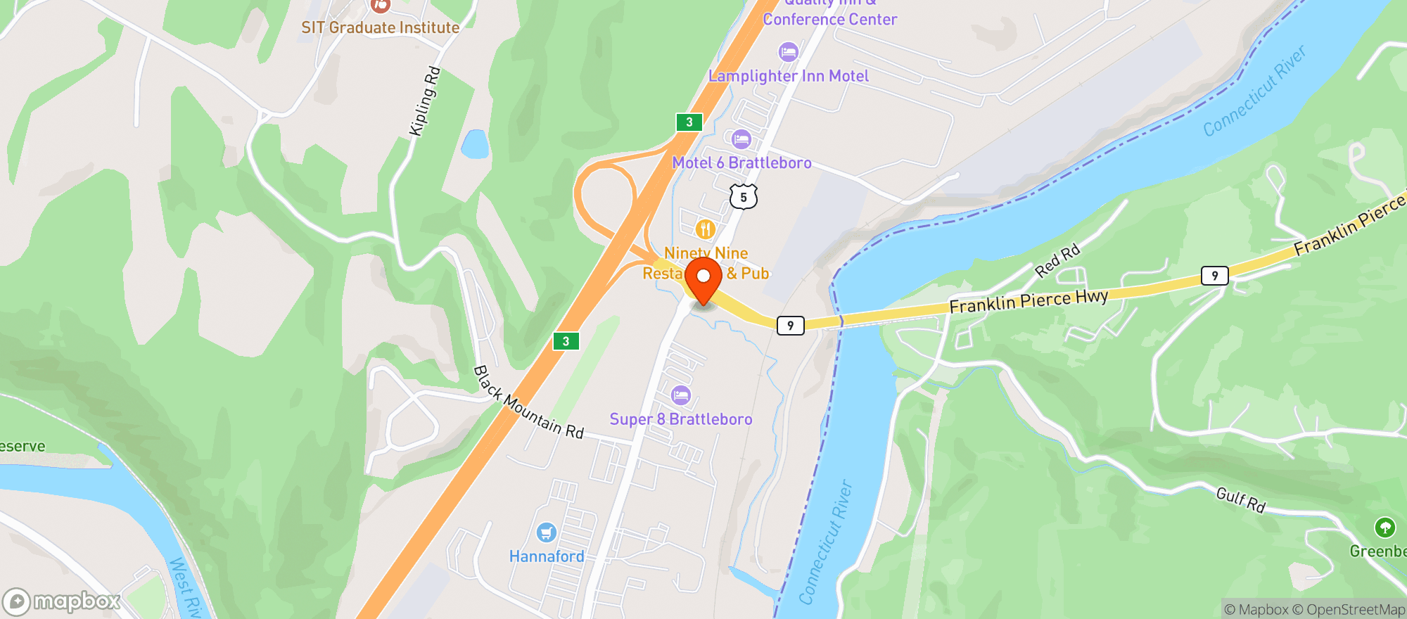 Map showing Ramuntos Brick Oven Pizza