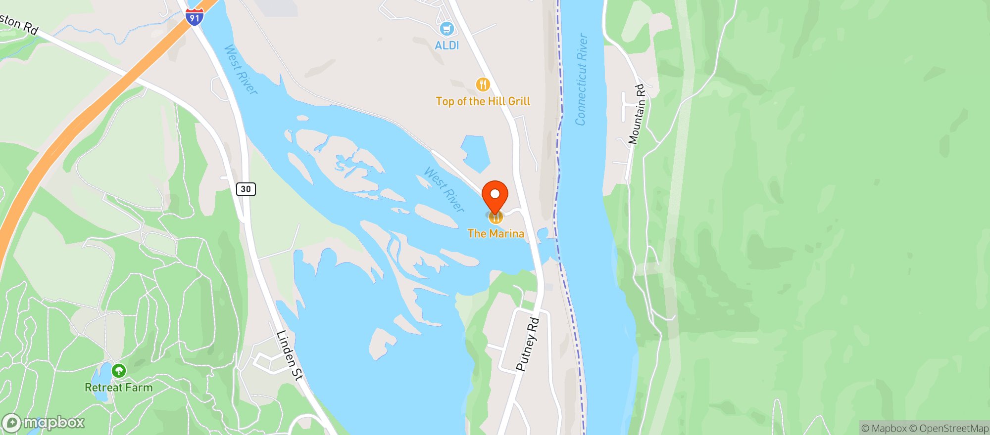 Map showing The Marina
