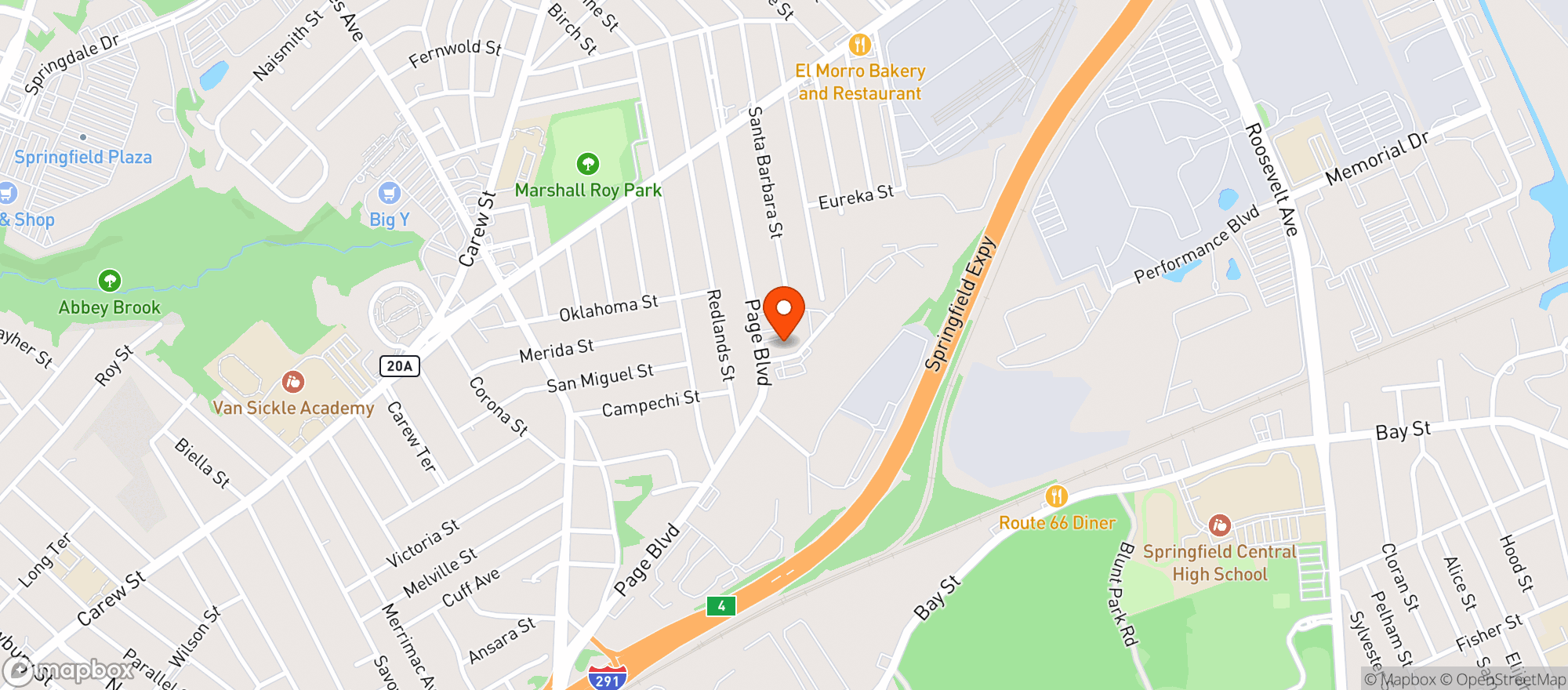 Map showing Zaza Green - Springfield