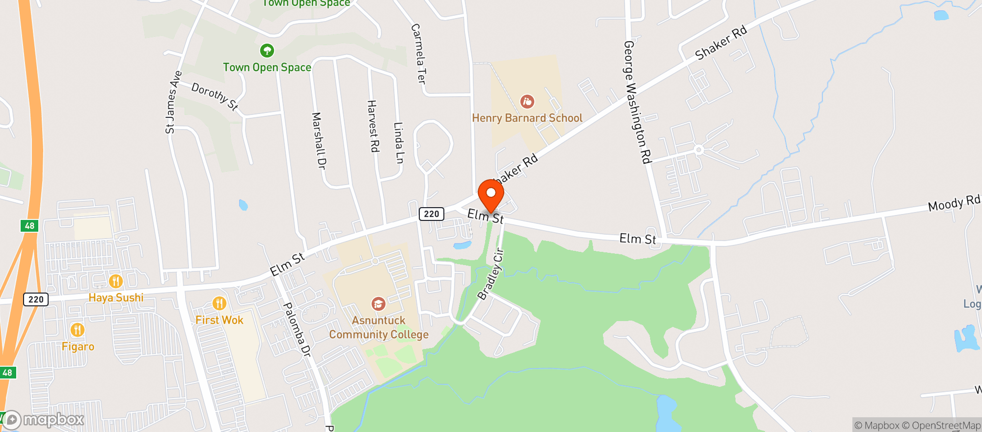 Map showing Elm Street Liquors