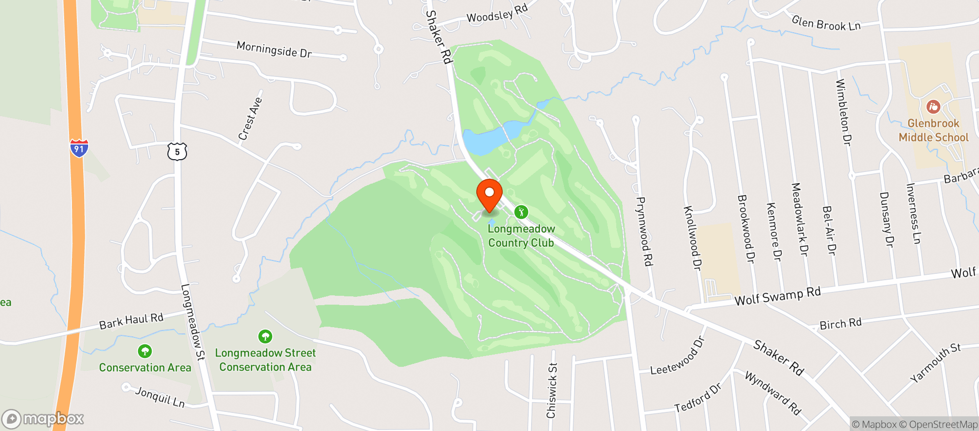 Map showing Longmeadow Country Club