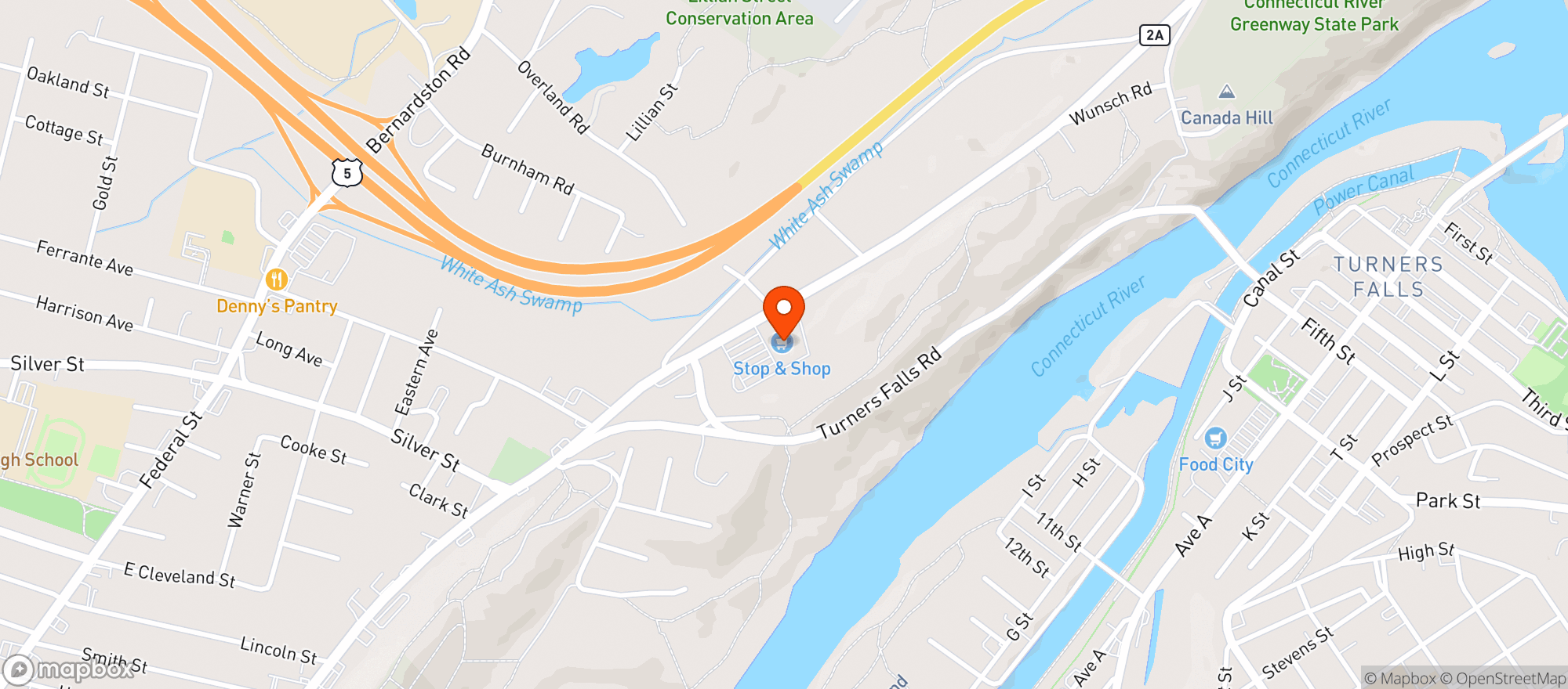 Map showing Stop & Shop - 0045 - Greenfield