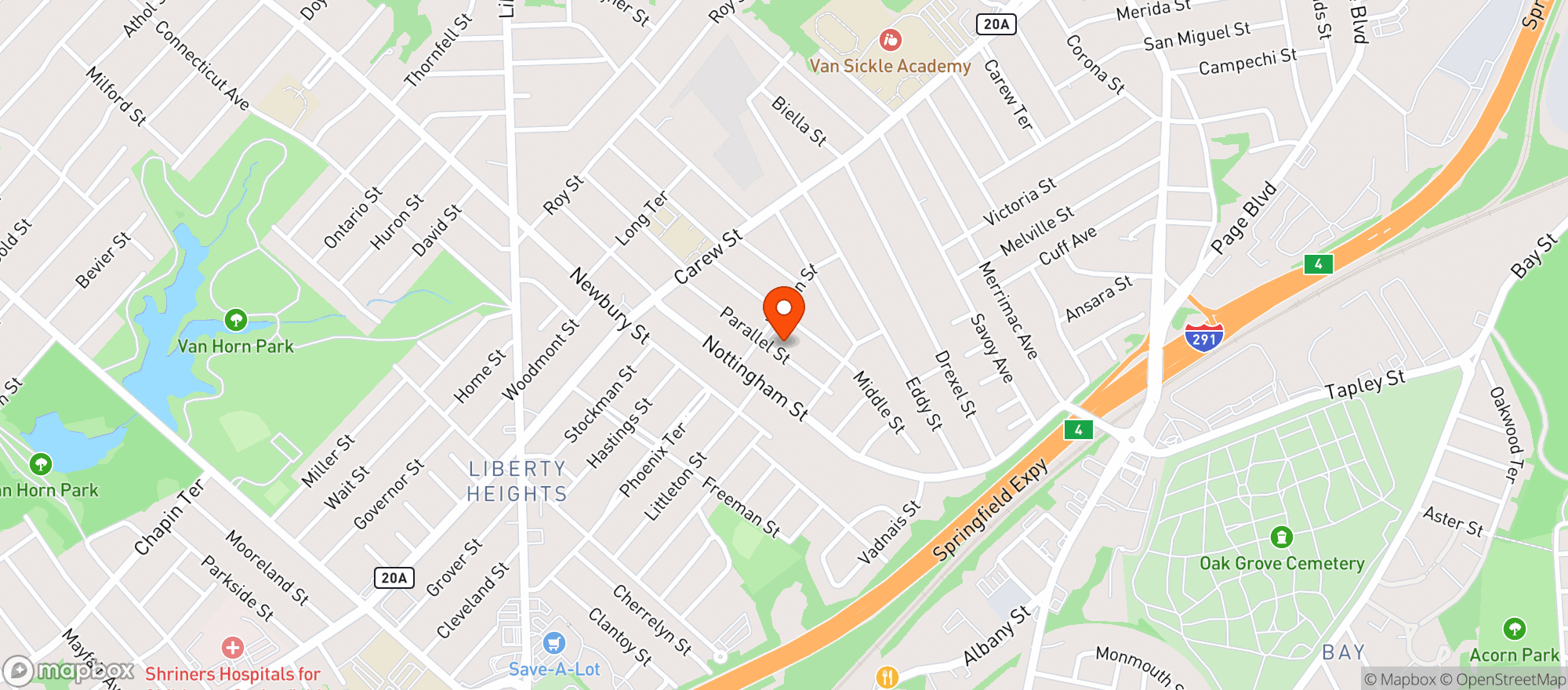 Map showing Marconi Club