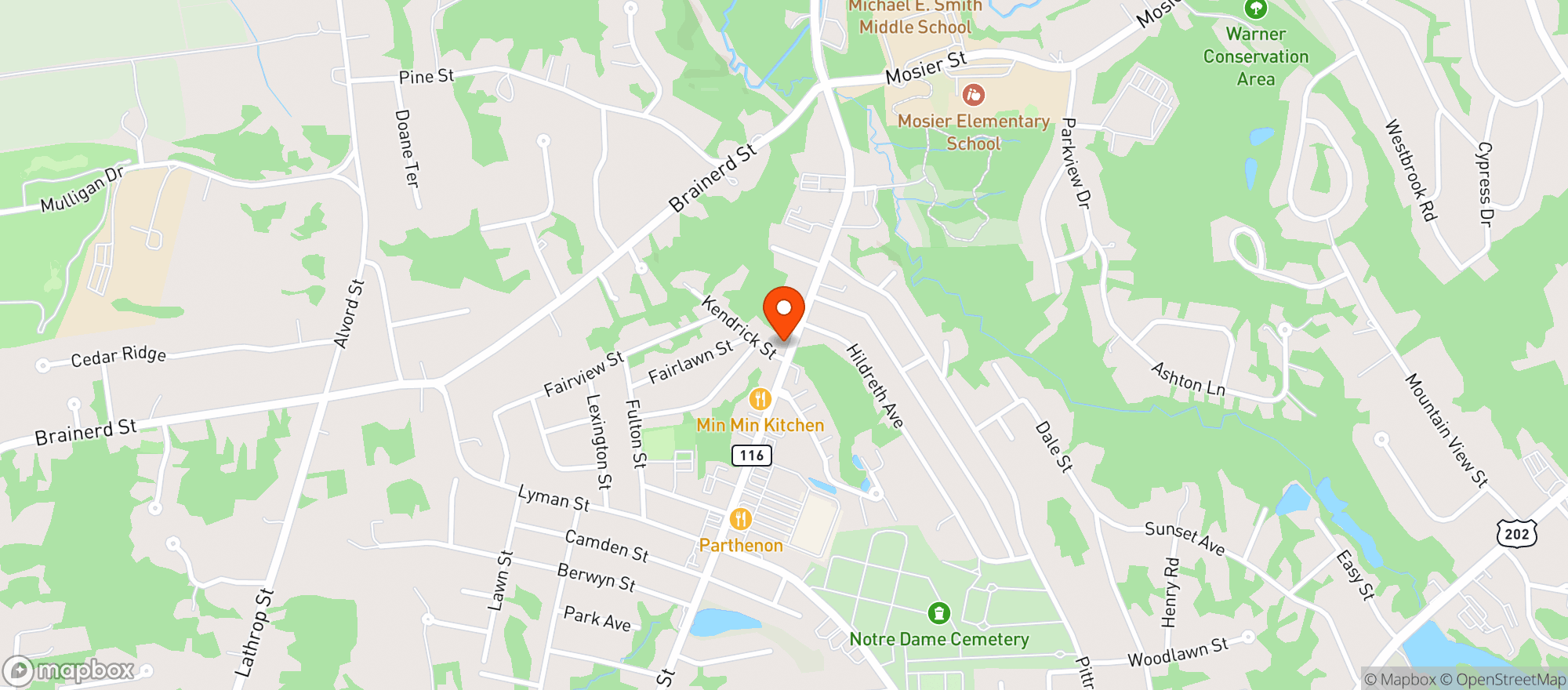 Map showing White Wing Package Store