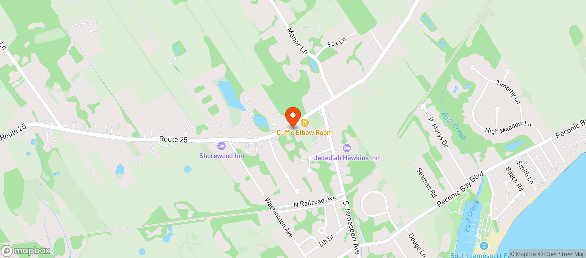 Map showing Jamesport Liquor Store