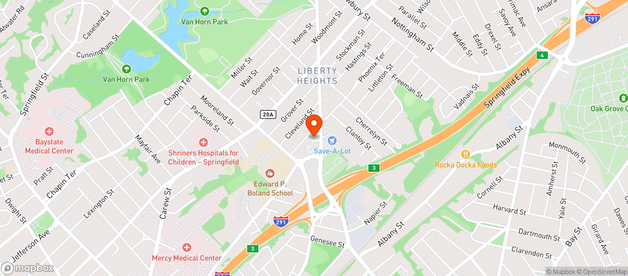 Map showing Liberty Gas Beer & Wine
