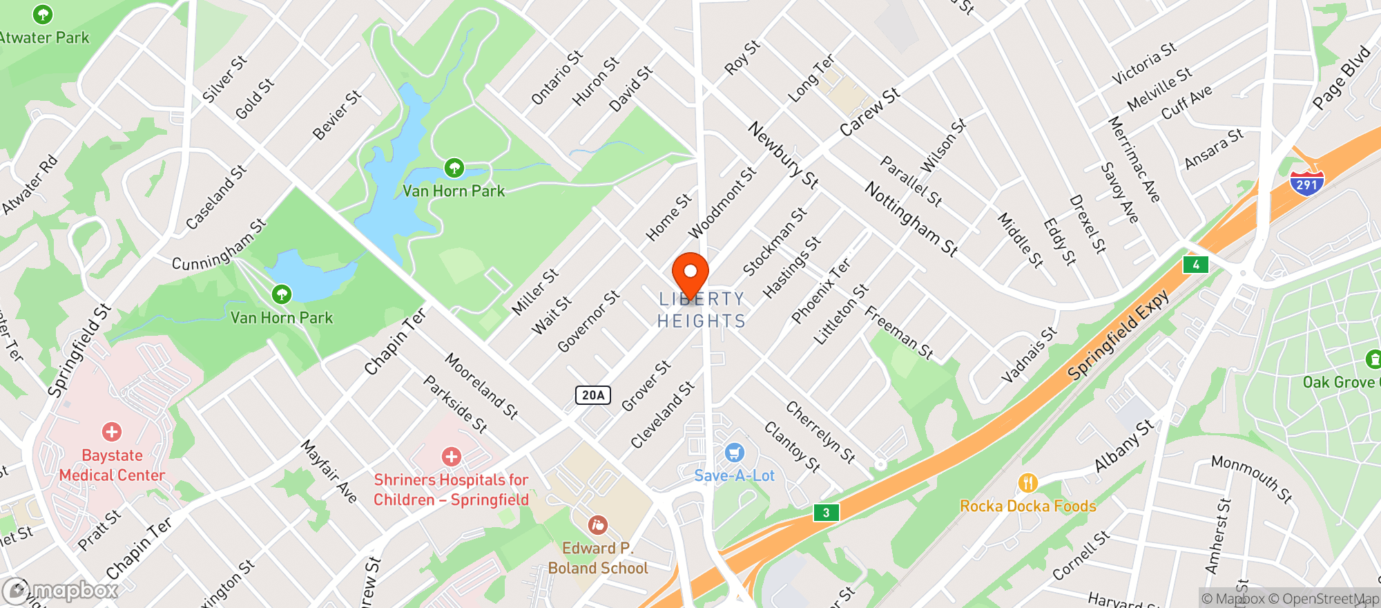 Map showing Liberty Package Store