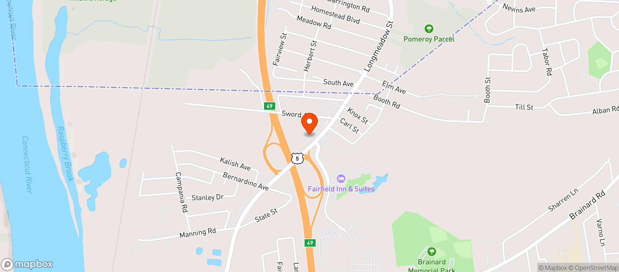 Map showing Angie's State Line Package Store