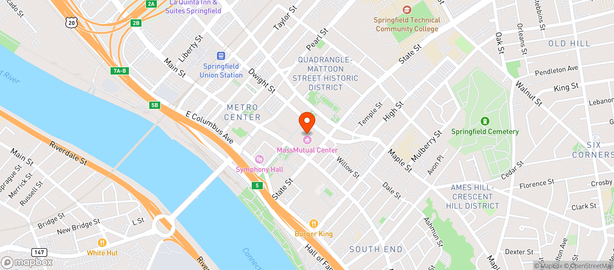 Map showing Ovg Mass Mutual Center
