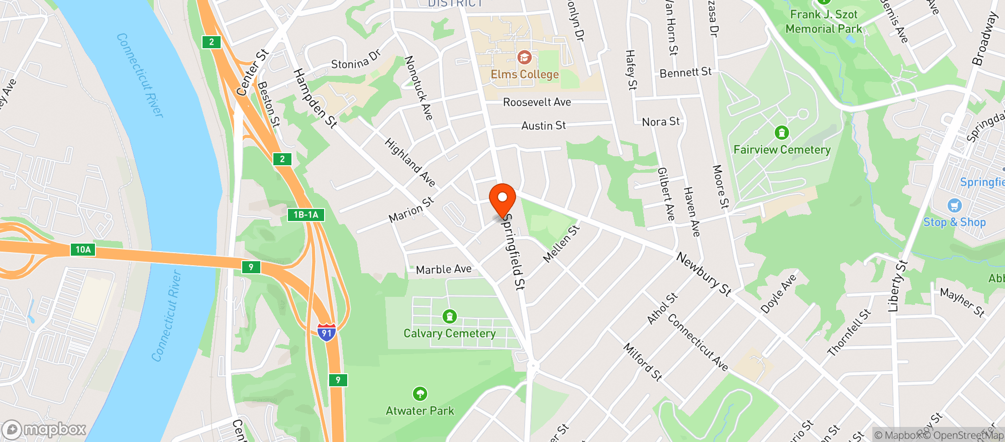 Map showing Rumbleseat Bar & Grille