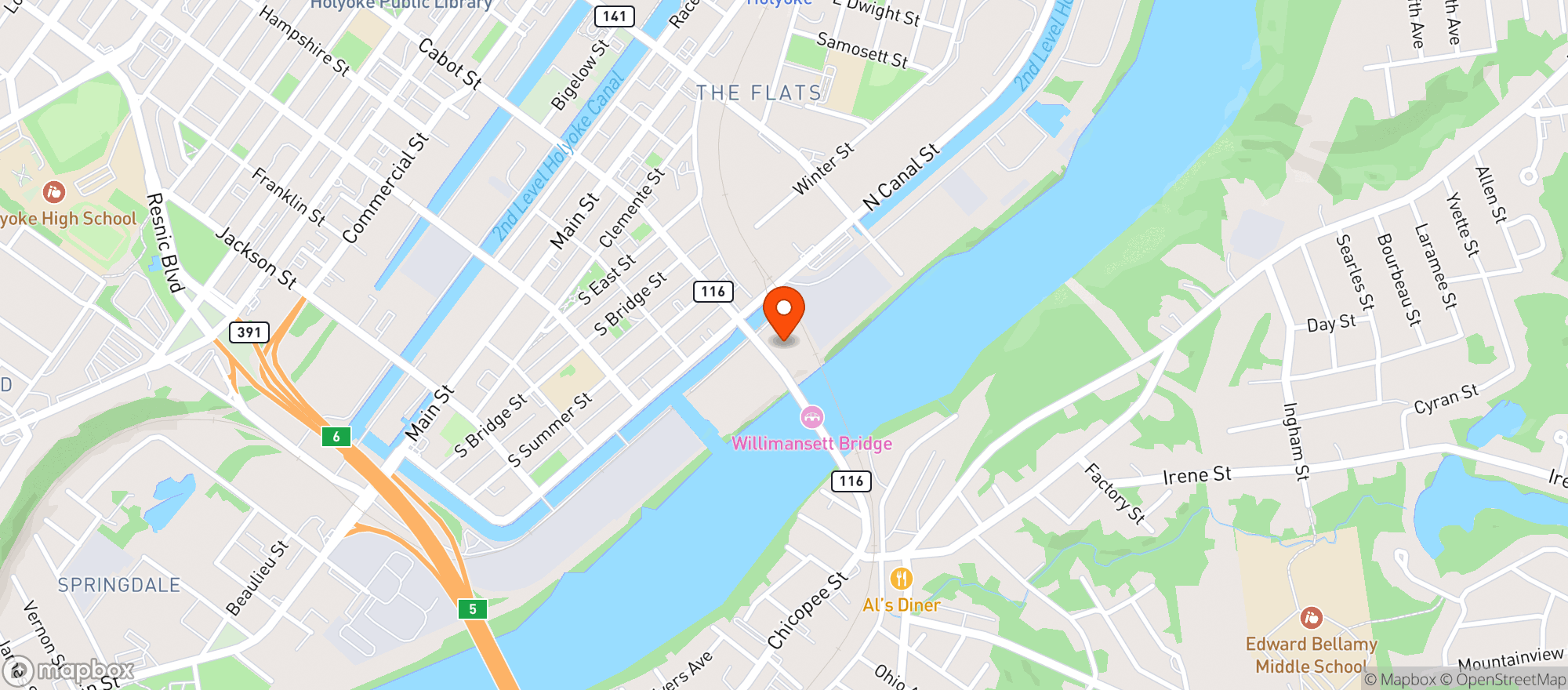 Map showing Riverside - Holyoke
