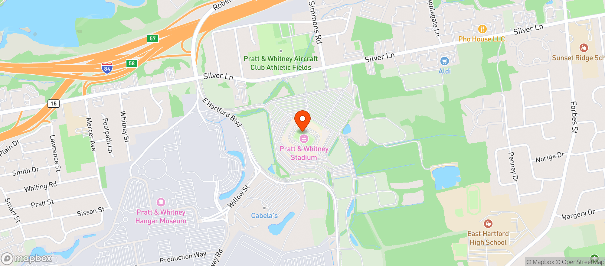 Map showing Rentschler Field