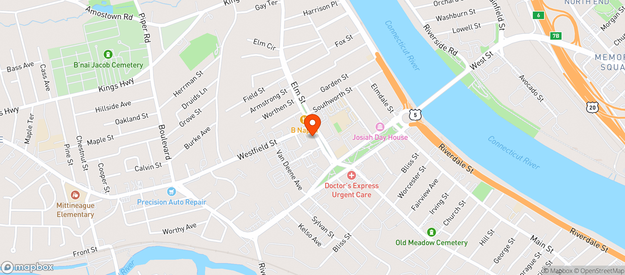 Map showing Westside Bar & Grill