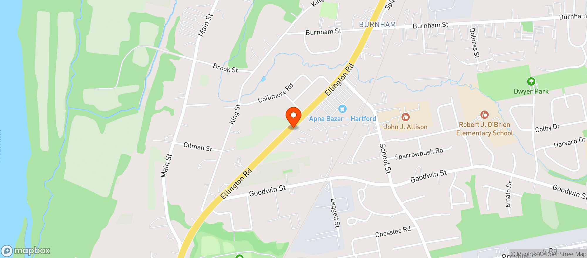 Map showing Superior Liquor Store East Hartford
