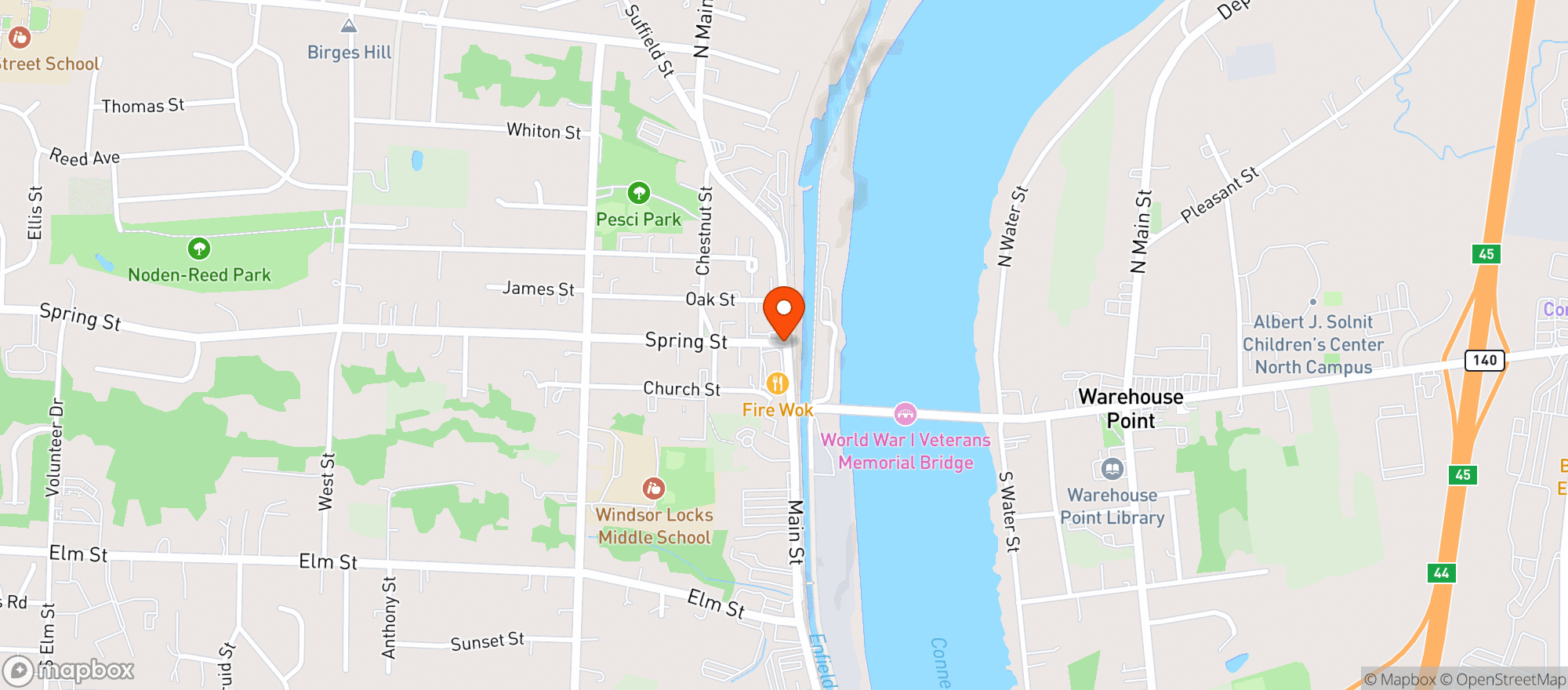 Map showing Windsor Locks Liquors