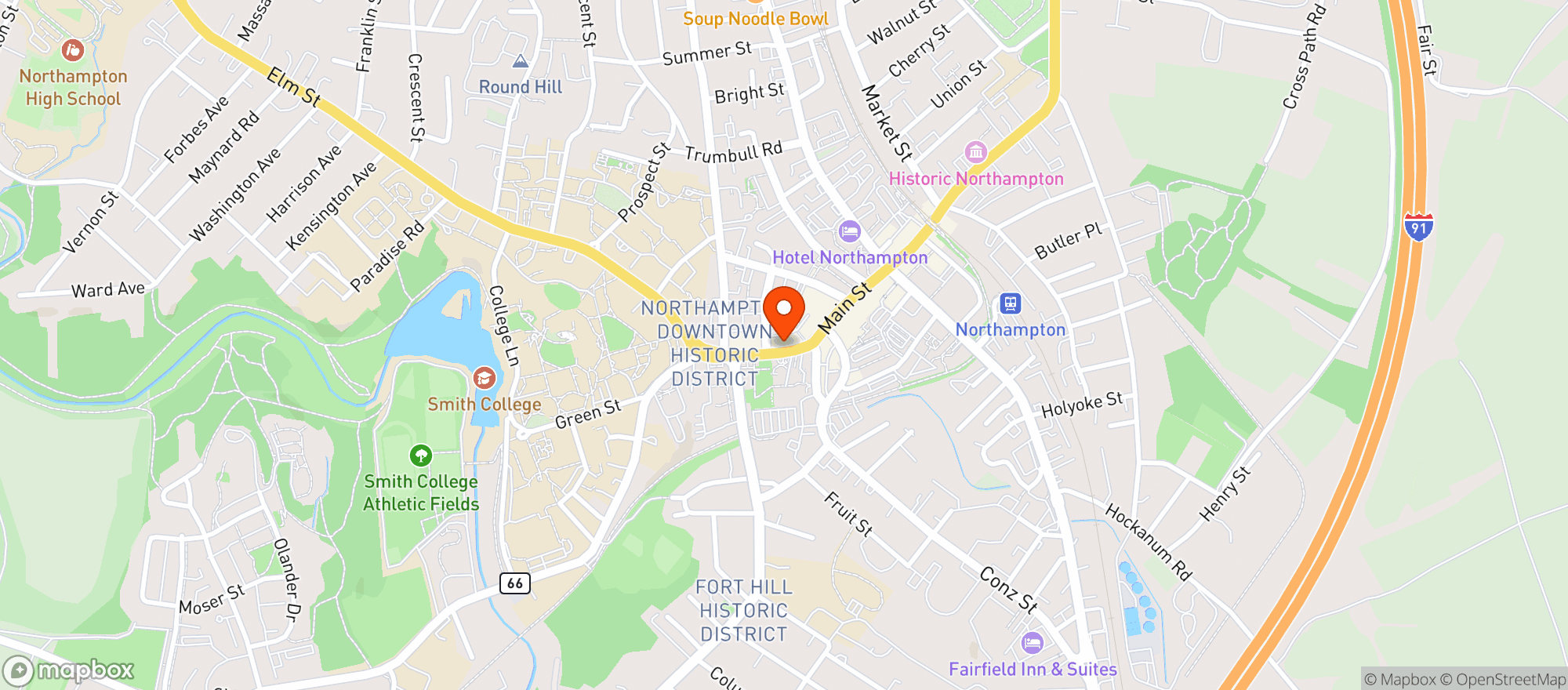 Map showing Mulino's Trattoria & Bishop's Lounge