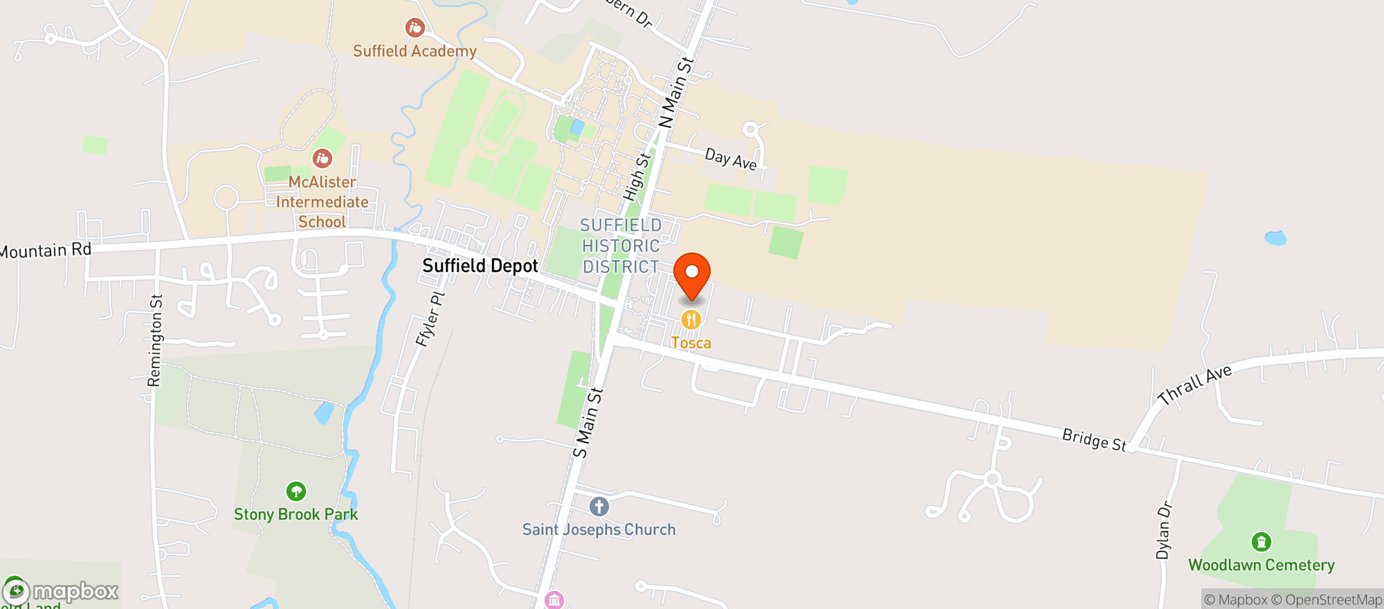 Map showing Suffield Village Market #10212