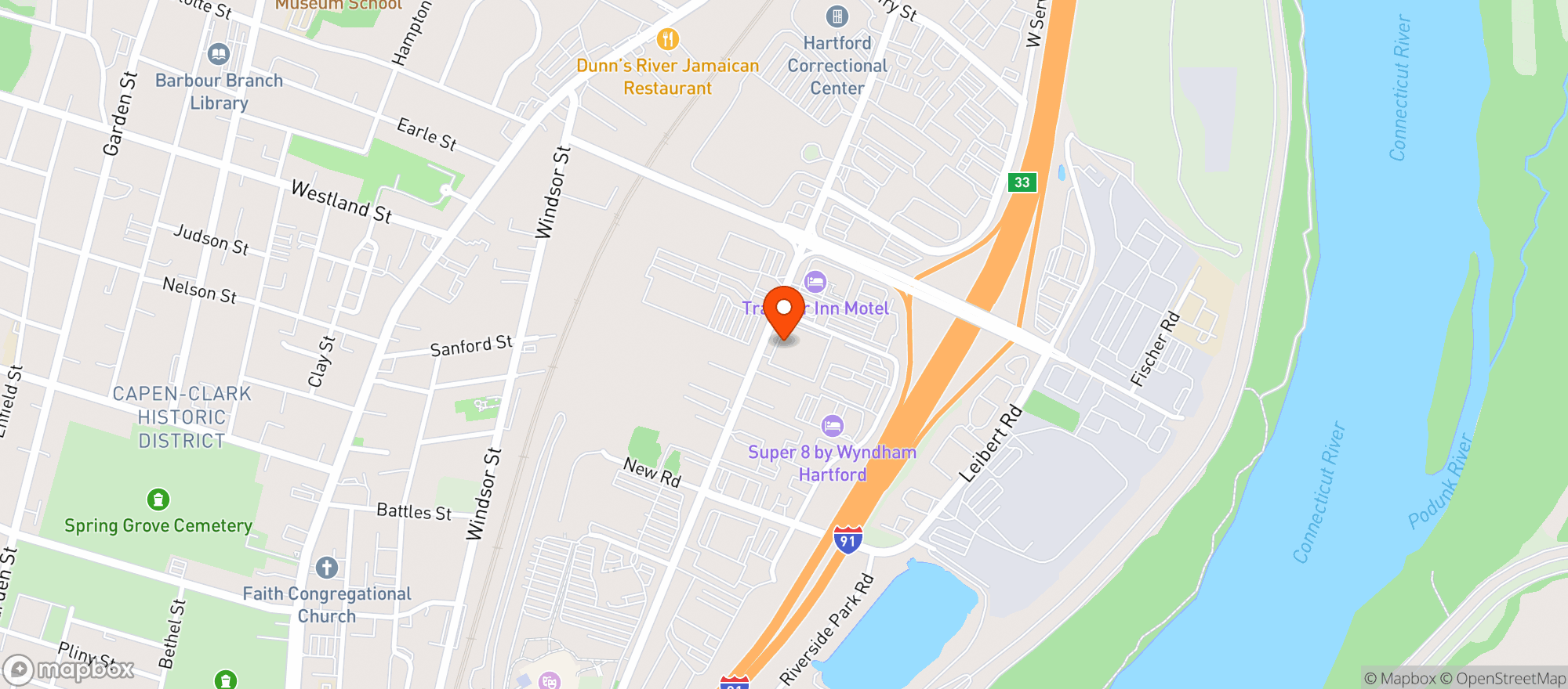 Map showing Curaleaf Hartford