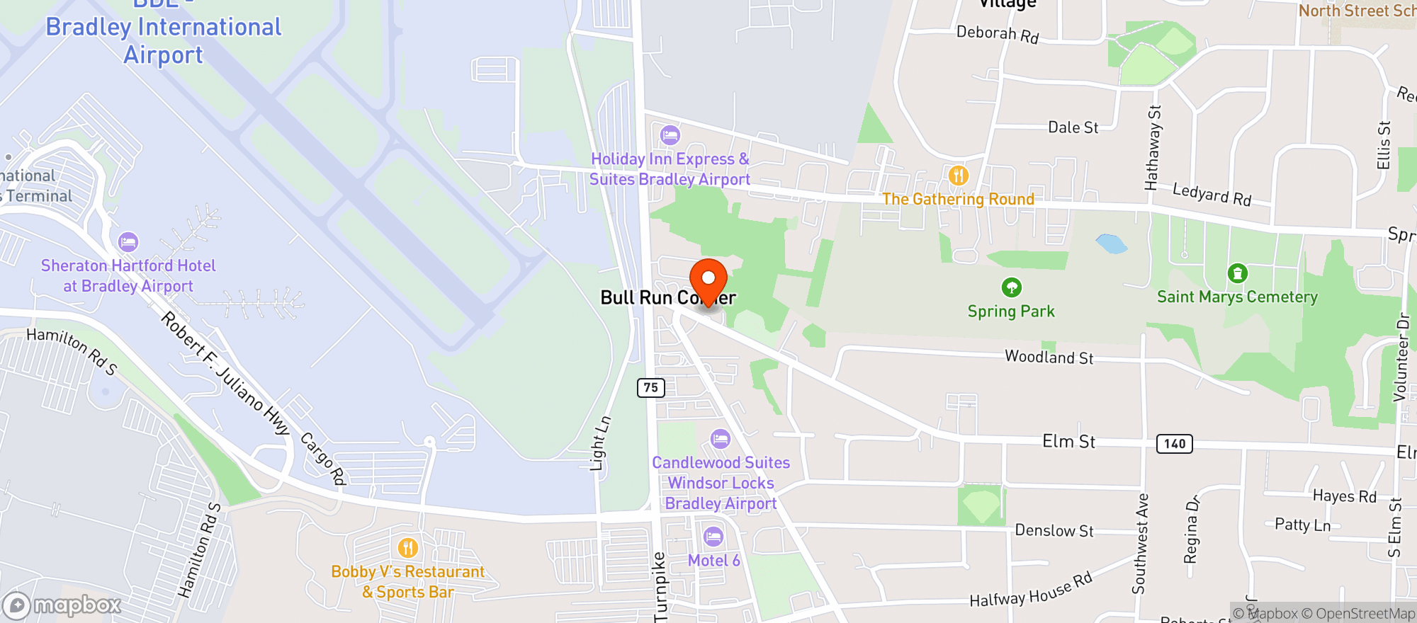 Map showing Elm Street Package Store