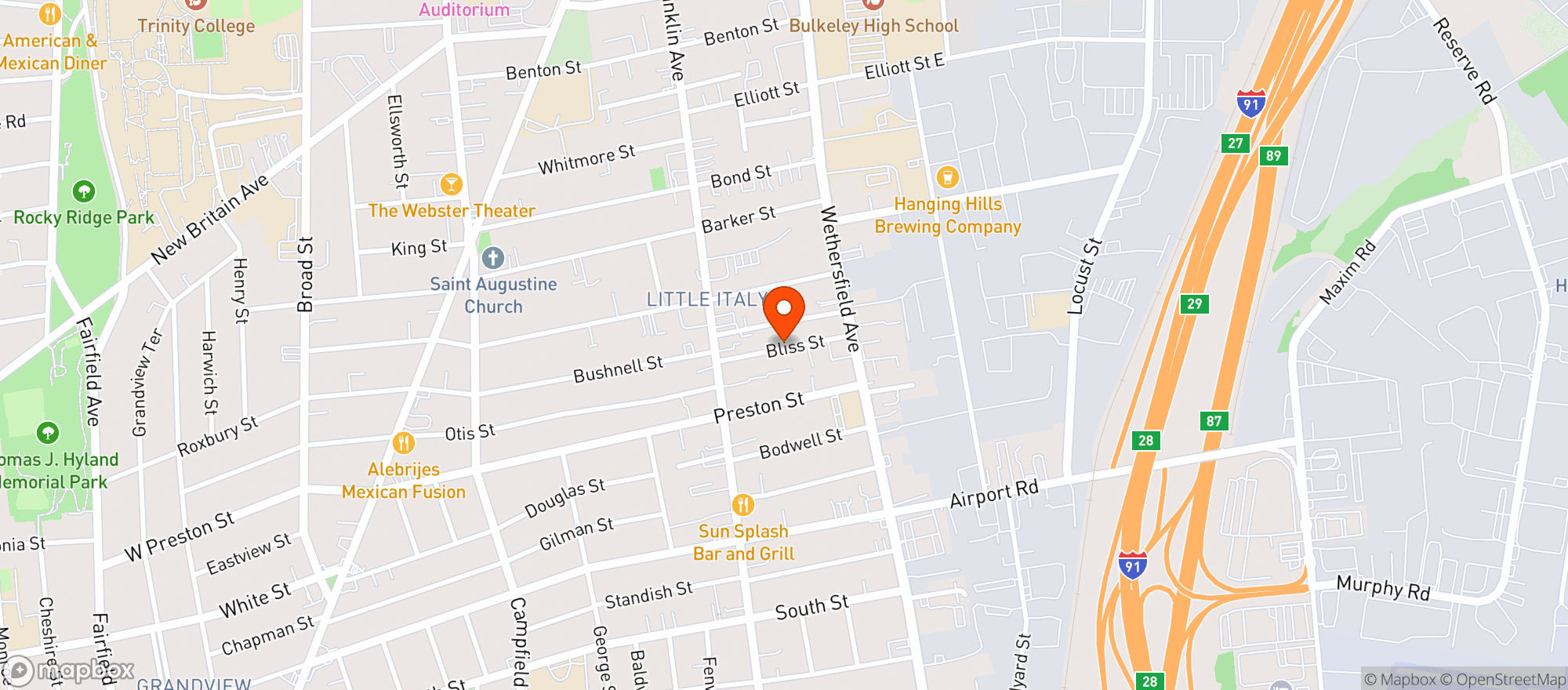 Map showing Modern Package Store