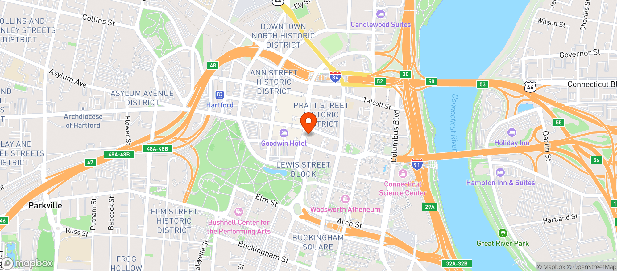 Map showing Trumbull Kitchen