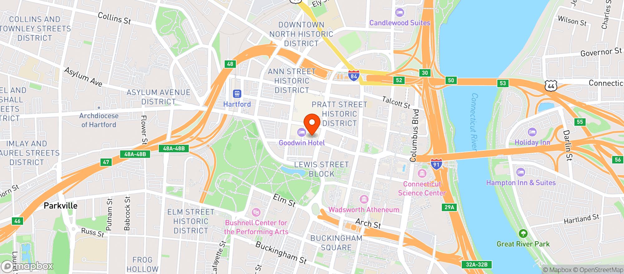 Map showing Max Downtown
