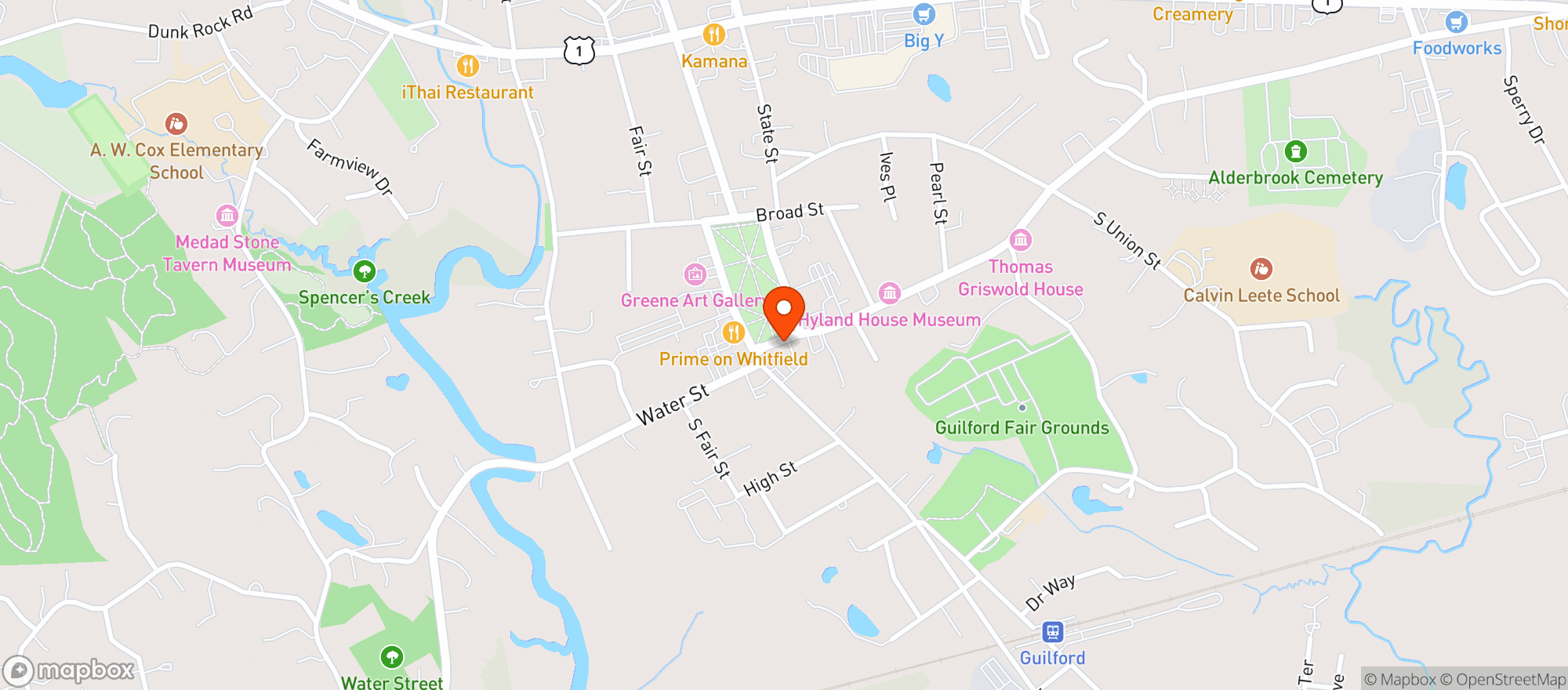 Map showing Frank's Package Store