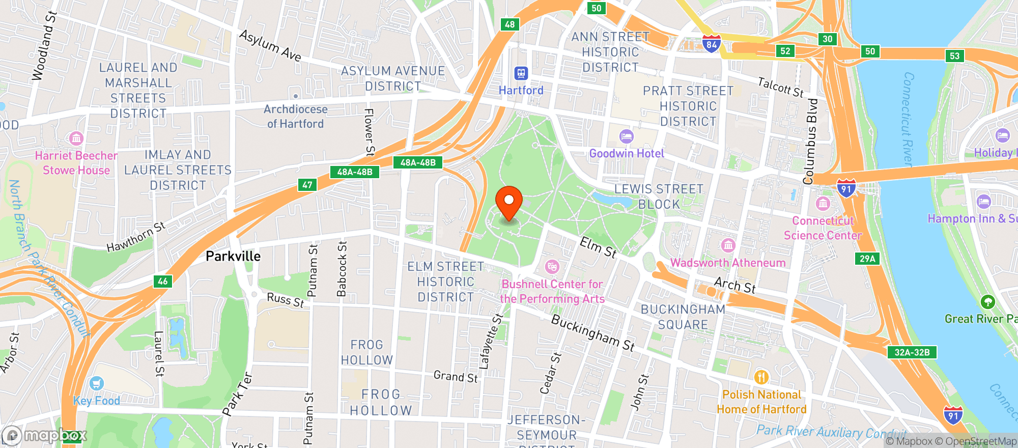 Map showing Connecticut State Capitol