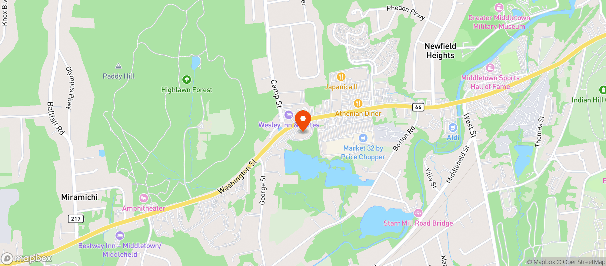 Map showing Connecticut Beverage Mart