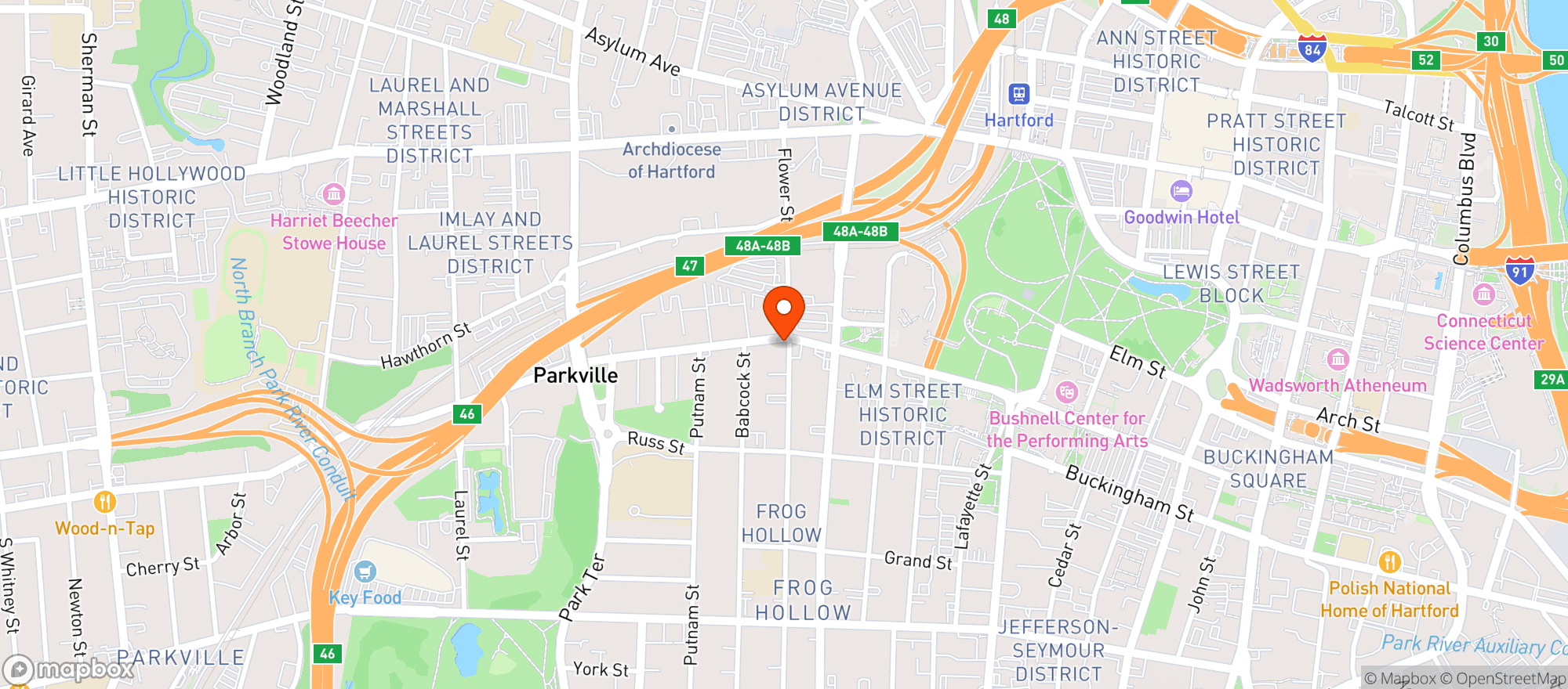 Map showing Red Rock Hartford Tavern
