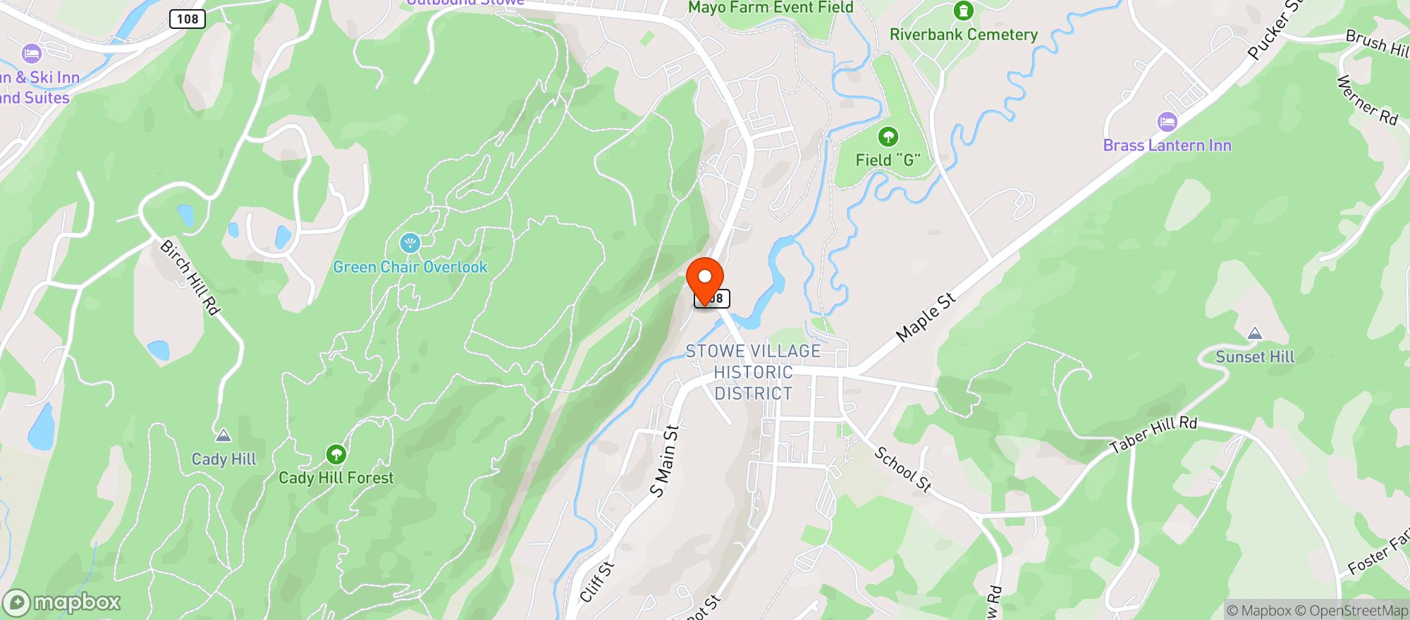 Map showing The Stowe Village Inn